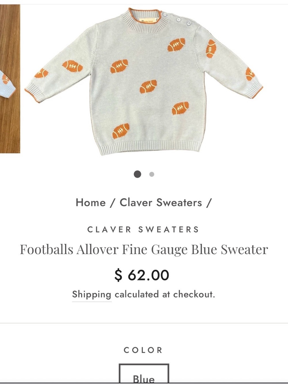 Claver Footballs Allover Fine Blue Gauge Sweater — 2T